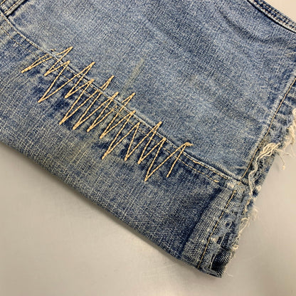 【中古品】【メンズ】 SOUTHPOLE サウスポール BUGGY DENIM PANTS バギーデニムパンツ 刺繍 ツギハギステッチ ジーンズ 157-260608-as-09-izu サイズ：33L カラー：ライトインディゴ 万代Net店