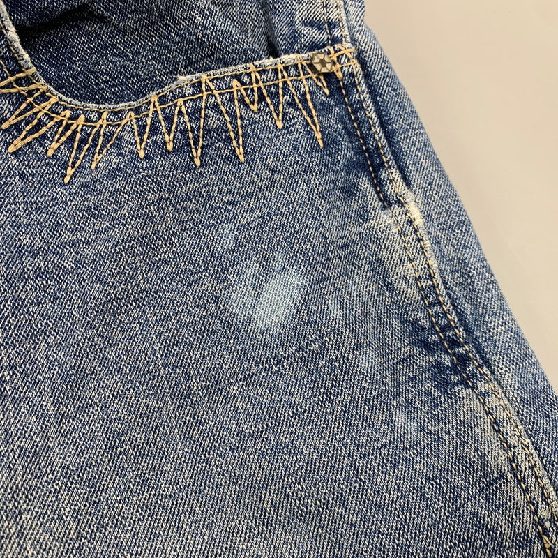 【中古品】【メンズ】 SOUTHPOLE サウスポール BUGGY DENIM PANTS バギーデニムパンツ 刺繍 ツギハギステッチ ジーンズ 157-260608-as-09-izu サイズ：33L カラー：ライトインディゴ 万代Net店