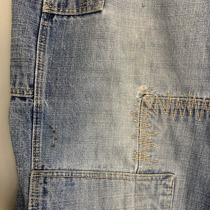 【中古品】【メンズ】 SOUTHPOLE サウスポール BUGGY DENIM PANTS バギーデニムパンツ 刺繍 ツギハギステッチ ジーンズ 157-260608-as-09-izu サイズ：33L カラー：ライトインディゴ 万代Net店