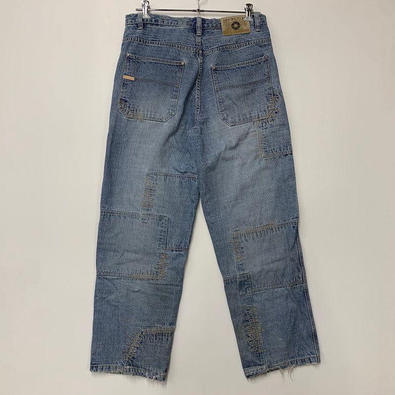 【中古品】【メンズ】 SOUTHPOLE サウスポール BUGGY DENIM PANTS バギーデニムパンツ 刺繍 ツギハギステッチ ジーンズ 157-260608-as-09-izu サイズ：33L カラー：ライトインディゴ 万代Net店