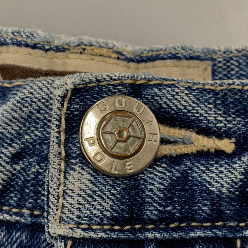 【中古品】【メンズ】 SOUTHPOLE サウスポール BUGGY DENIM PANTS バギーデニムパンツ 刺繍 ツギハギステッチ ジーンズ 157-260608-as-09-izu サイズ：33L カラー：ライトインディゴ 万代Net店