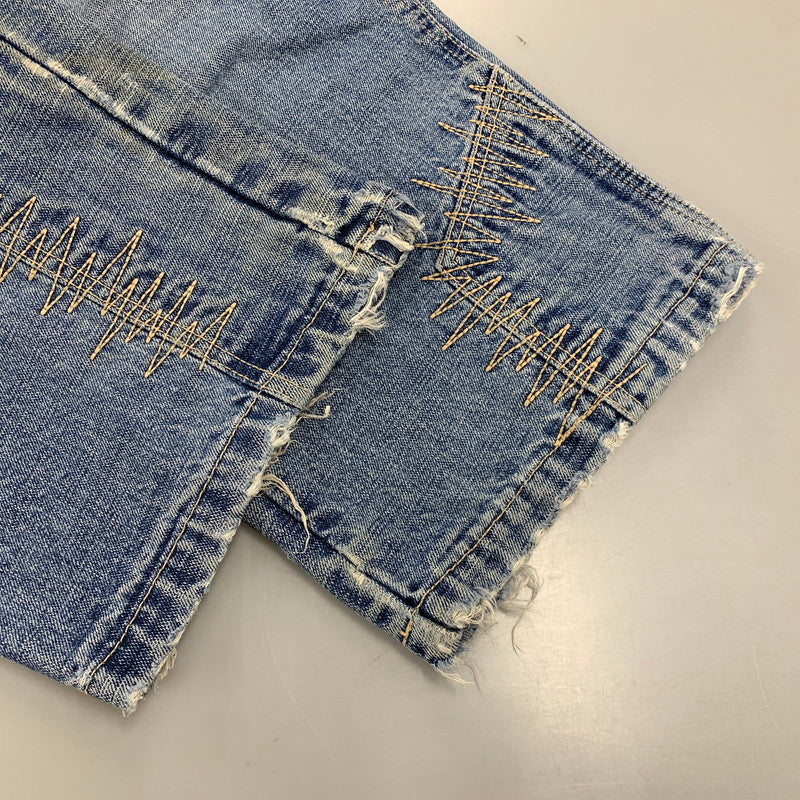 【中古品】【メンズ】 SOUTHPOLE サウスポール BUGGY DENIM PANTS バギーデニムパンツ 刺繍 ツギハギステッチ ジーンズ 157-260608-as-09-izu サイズ：33L カラー：ライトインディゴ 万代Net店