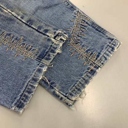 【中古品】【メンズ】 SOUTHPOLE サウスポール BUGGY DENIM PANTS バギーデニムパンツ 刺繍 ツギハギステッチ ジーンズ 157-260608-as-09-izu サイズ：33L カラー：ライトインディゴ 万代Net店