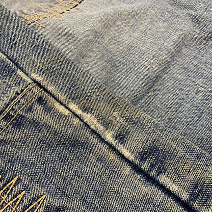 【中古品】【メンズ】 SOUTHPOLE サウスポール BUGGY DENIM PANTS バギーデニムパンツ 刺繍 ツギハギステッチ ジーンズ 157-260608-as-09-izu サイズ：33L カラー：ライトインディゴ 万代Net店