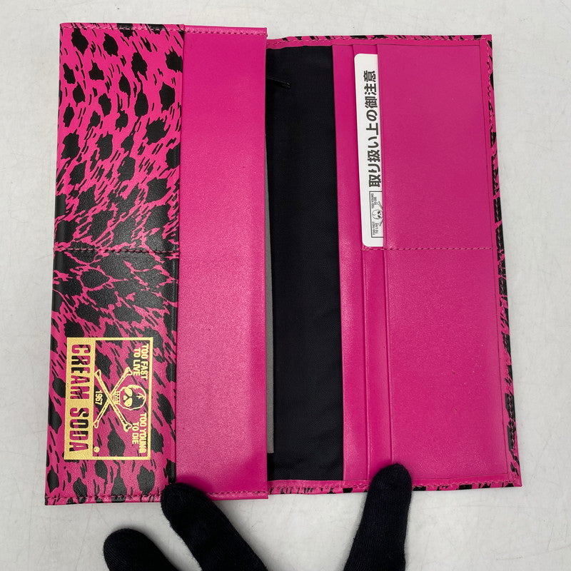 【中古美品】【メンズ/レディース】 CREAM SODA クリームソーダ LONG WALLET ロング ウォレット 長財布 財布 200-260609-ya-14-izu カラー：ピンク 万代Net店