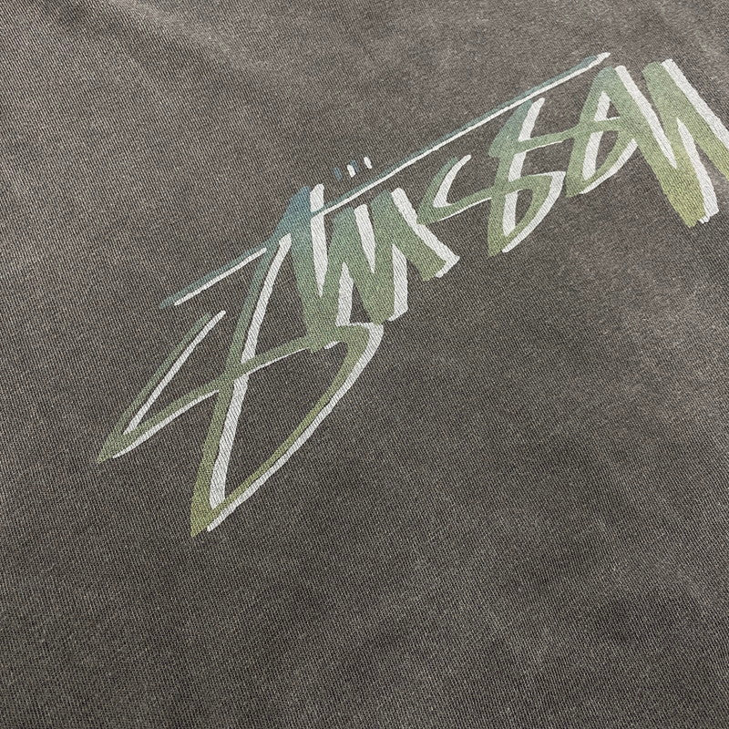 【中古品】【メンズ】 STUSSY ステューシー メキシコ製 CENTER LOGO BACK SURFMAN PRINT SS TEE センター ロゴ バック サーフマン プリント ショートスリーブ Tシャツ トップス 142-260610-kh-07-izu サイズ：M カラー：チャコール系 万代Net店