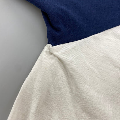 【中古品】【メンズ】 SCREEN STARS スクリーンスターズ 白タグ 80S USA製 企業ロゴ "ST.CROIX RODS" RAGLAN LS TEE ラグラン ロングスリーブ ティー トップス 七分丈 146-260624-cs-10-izu サイズ：L カラー：ホワイト×ネイビー 万代Net店