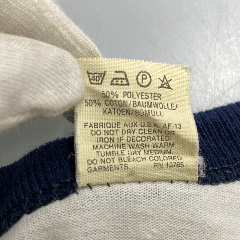 【中古品】【メンズ】 SCREEN STARS スクリーンスターズ 白タグ 80S USA製 企業ロゴ "ST.CROIX RODS" RAGLAN LS TEE ラグラン ロングスリーブ ティー トップス 七分丈 146-260624-cs-10-izu サイズ：L カラー：ホワイト×ネイビー 万代Net店