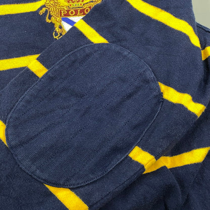 【中古品】【メンズ】 POLO BY RALPH LAUREN ポロバイラルフローレン 90S エンブレム刺繍 BORDER SWEAT SHIRT ボーダー スウェット シャツ トップス 長袖 146-260624-cs-11-izu サイズ：L カラー：ネイビー×イエロー 万代Net店