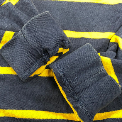 【中古品】【メンズ】 POLO BY RALPH LAUREN ポロバイラルフローレン 90S エンブレム刺繍 BORDER SWEAT SHIRT ボーダー スウェット シャツ トップス 長袖 146-260624-cs-11-izu サイズ：L カラー：ネイビー×イエロー 万代Net店