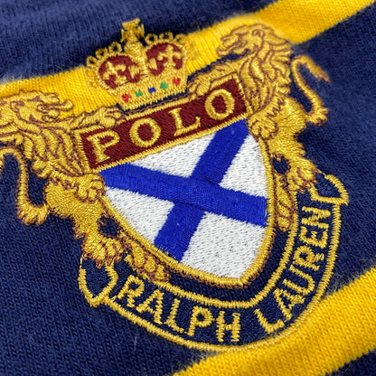【中古品】【メンズ】 POLO BY RALPH LAUREN ポロバイラルフローレン 90S エンブレム刺繍 BORDER SWEAT SHIRT ボーダー スウェット シャツ トップス 長袖 146-260624-cs-11-izu サイズ：L カラー：ネイビー×イエロー 万代Net店