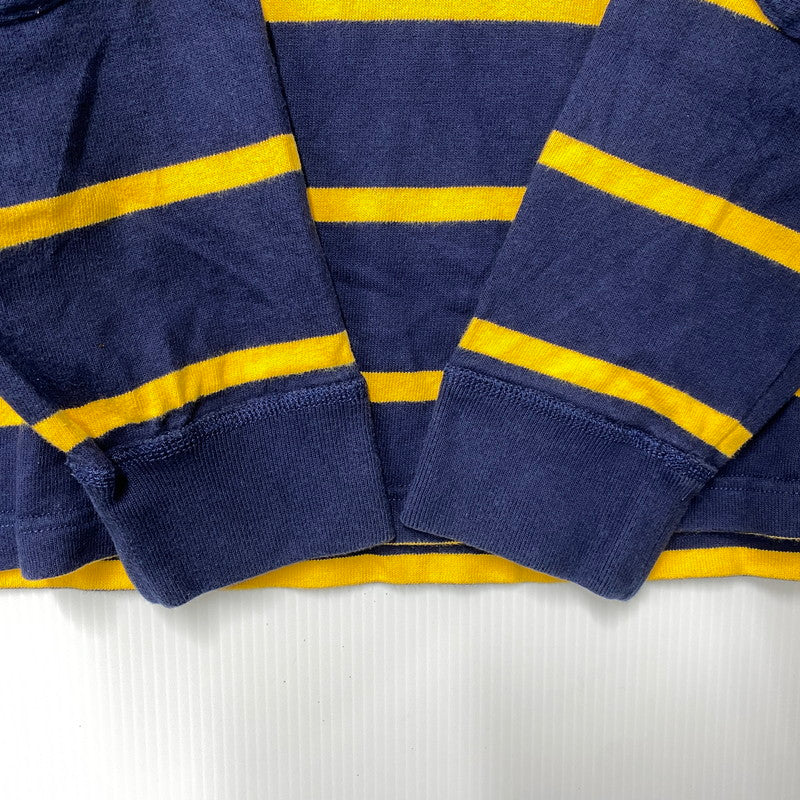 【中古品】【メンズ】 POLO BY RALPH LAUREN ポロバイラルフローレン 90S エンブレム刺繍 BORDER SWEAT SHIRT ボーダー スウェット シャツ トップス 長袖 146-260624-cs-11-izu サイズ：L カラー：ネイビー×イエロー 万代Net店