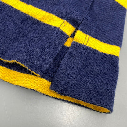 【中古品】【メンズ】 POLO BY RALPH LAUREN ポロバイラルフローレン 90S エンブレム刺繍 BORDER SWEAT SHIRT ボーダー スウェット シャツ トップス 長袖 146-260624-cs-11-izu サイズ：L カラー：ネイビー×イエロー 万代Net店