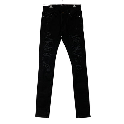 【中古品】【メンズ】 MNML ミニマル X165 PAISLEY STRETCH DENIM PANTS ペイズリー ストレッチ デニム パンツ ボトムス ズボン 153-260611-cs-06-izu サイズ：W30 カラー：ブラック 万代Net店