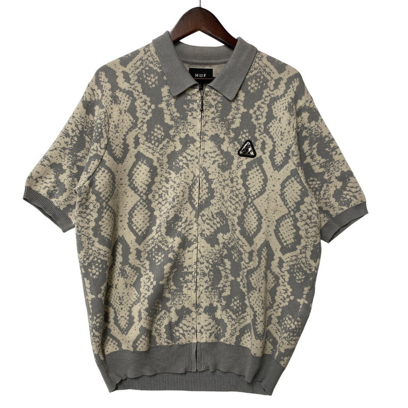 【中古品】【メンズ】 HUF ハフ KN00494 INSTINCT BOWLING SWEATER インスティンクト ボウリング セーター トップス 半袖 142-260624-cs-17-izu サイズ：M カラー：グレー系×ベージュ 万代Net店