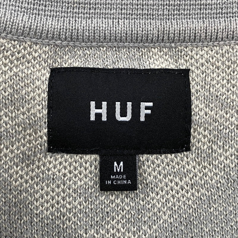 【中古品】【メンズ】 HUF ハフ KN00494 INSTINCT BOWLING SWEATER インスティンクト ボウリング セーター トップス 半袖 142-260624-cs-17-izu サイズ：M カラー：グレー系×ベージュ 万代Net店