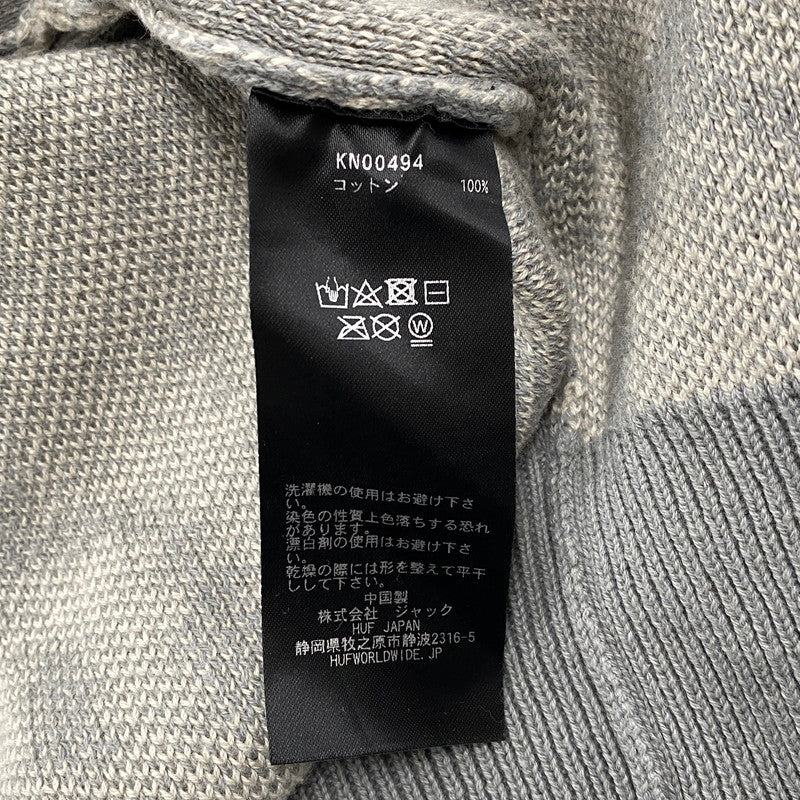 【中古品】【メンズ】 HUF ハフ KN00494 INSTINCT BOWLING SWEATER インスティンクト ボウリング セーター トップス 半袖 142-260624-cs-17-izu サイズ：M カラー：グレー系×ベージュ 万代Net店