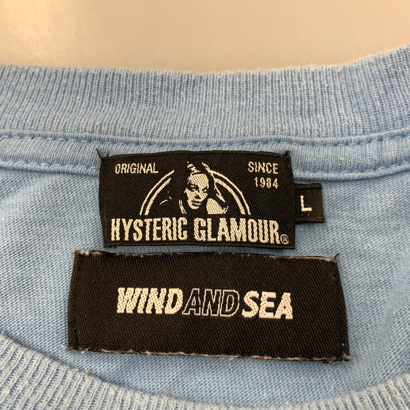 【中古品】【メンズ】 HYSTERIC GLAMOUR ヒステリックグラマー × WIND AND SEA ウィンダンシー 02203CL14 20AW GRAPHIC L S TEE グラフィック ロングスリーブ Tシャツ トップス 長袖 140-260612-ya-04-izu サイズ：L カラー：ライトブルー 万代Net店