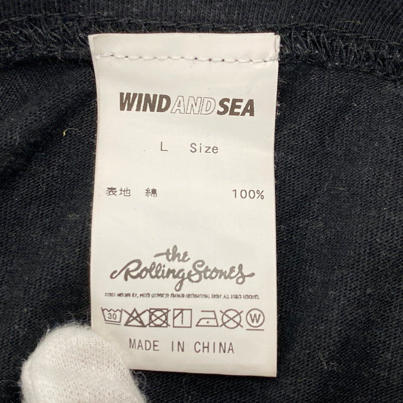 【中古品】【メンズ】 WIND AND SEA × THE ROLLING STONES ウィンダンシ―×ザ ローリングストーンズ 25SS WDS SS TEE ショートスリーブ ティー トップス 半袖 142-260613-cs-02-izu サイズ：L カラー：ブラック 万代Net店