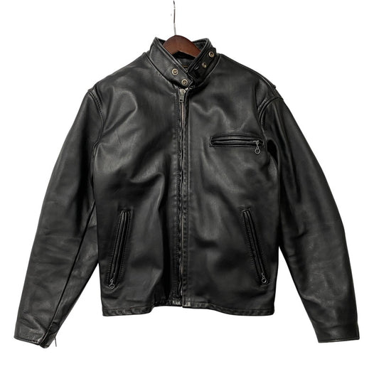【中古品】【メンズ】 SCHOTT ショット 641 USA製 BOA LINER STANDCOLLAR SINGLE RIDERS JACKET ボア ライナー スタンドカラー シングル ライダース ジャケット アウター 145-260615-cs-01-izu サイズ：40 カラー：ブラック 万代Net店