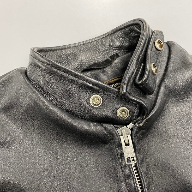 【中古品】【メンズ】 SCHOTT ショット 641 USA製 BOA LINER STANDCOLLAR SINGLE RIDERS JACKET ボア ライナー スタンドカラー シングル ライダース ジャケット アウター 145-260615-cs-01-izu サイズ：40 カラー：ブラック 万代Net店