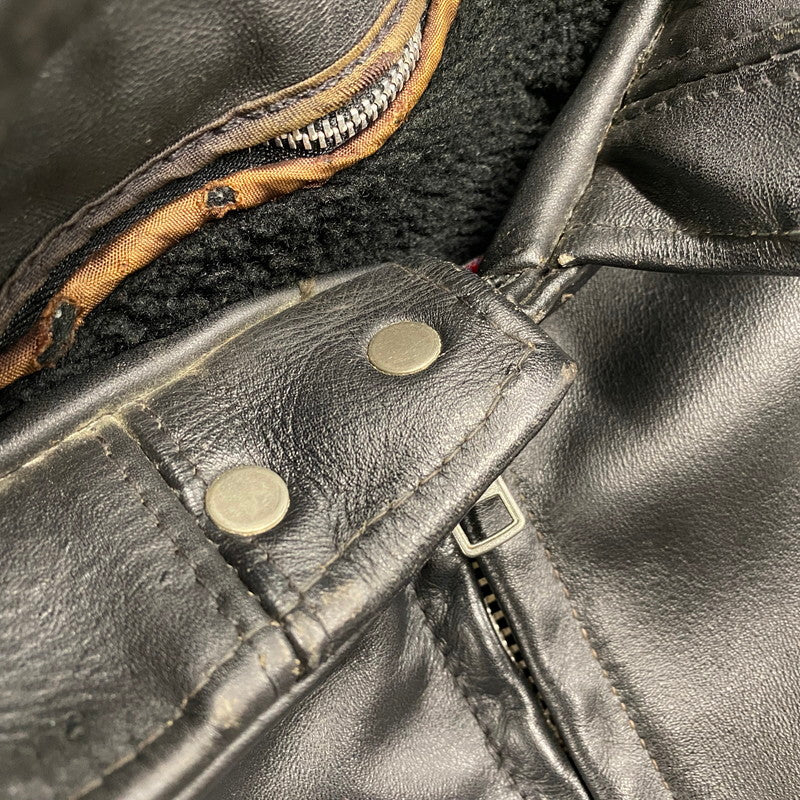 【中古品】【メンズ】 SCHOTT ショット 641 USA製 BOA LINER STANDCOLLAR SINGLE RIDERS JACKET ボア ライナー スタンドカラー シングル ライダース ジャケット アウター 145-260615-cs-01-izu サイズ：40 カラー：ブラック 万代Net店