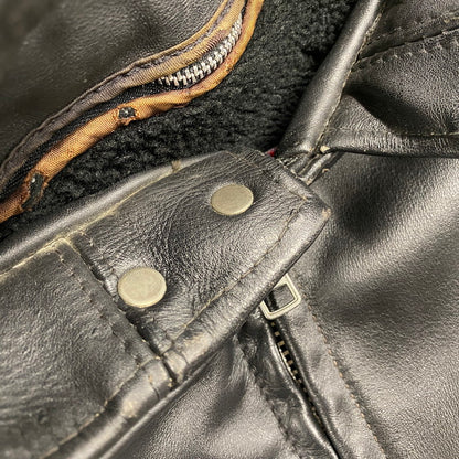 【中古品】【メンズ】 SCHOTT ショット 641 USA製 BOA LINER STANDCOLLAR SINGLE RIDERS JACKET ボア ライナー スタンドカラー シングル ライダース ジャケット アウター 145-260615-cs-01-izu サイズ：40 カラー：ブラック 万代Net店