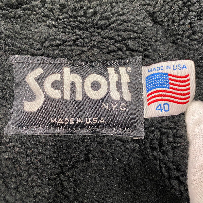 【中古品】【メンズ】 SCHOTT ショット 641 USA製 BOA LINER STANDCOLLAR SINGLE RIDERS JACKET ボア ライナー スタンドカラー シングル ライダース ジャケット アウター 145-260615-cs-01-izu サイズ：40 カラー：ブラック 万代Net店