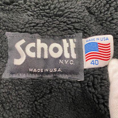 【中古品】【メンズ】 SCHOTT ショット 641 USA製 BOA LINER STANDCOLLAR SINGLE RIDERS JACKET ボア ライナー スタンドカラー シングル ライダース ジャケット アウター 145-260615-cs-01-izu サイズ：40 カラー：ブラック 万代Net店