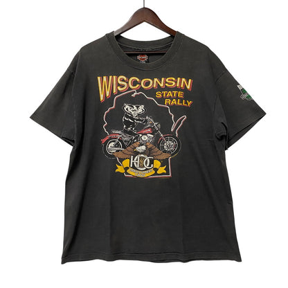 【中古品】【メンズ】 HARLEY-DAVIDSON ハーレーダビッドソン R.K.STRATMAN 両シングル USA製 PRINT SS TEE プリント ショートスリーブ ティー トップス 半袖 146-260615-cs-10-izu サイズ：L カラー：ブラック 万代Net店