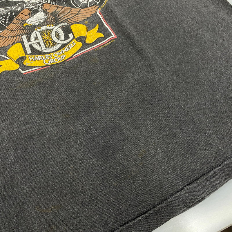 【中古品】【メンズ】 HARLEY-DAVIDSON ハーレーダビッドソン R.K.STRATMAN 両シングル USA製 PRINT SS TEE プリント ショートスリーブ ティー トップス 半袖 146-260615-cs-10-izu サイズ：L カラー：ブラック 万代Net店
