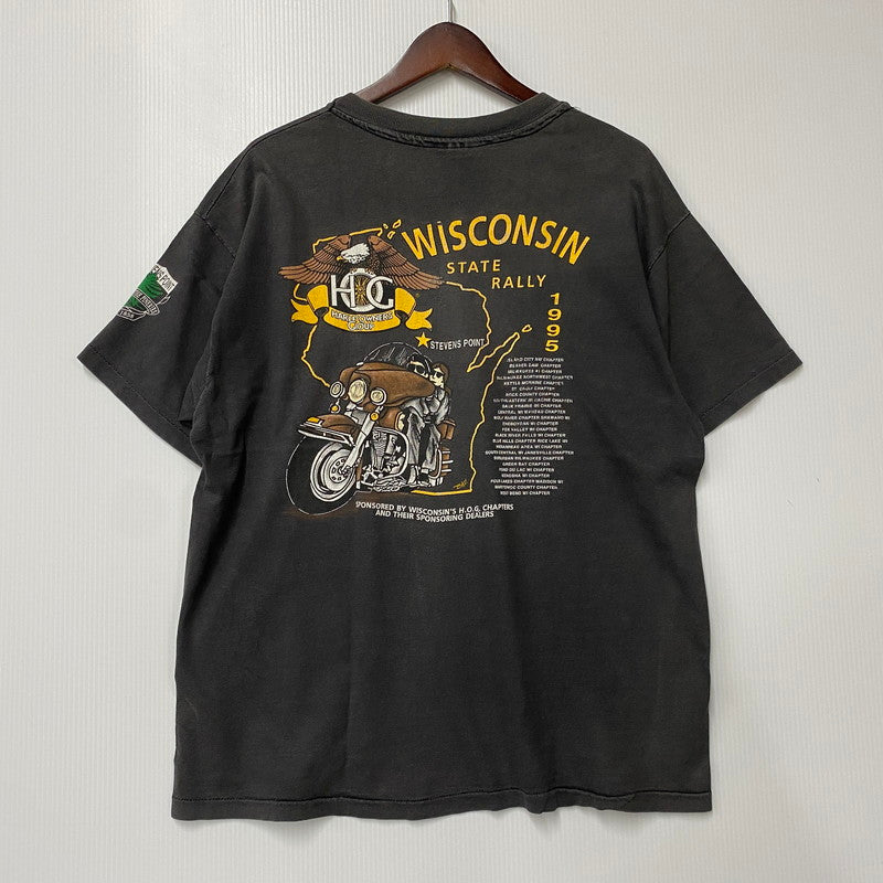 【中古品】【メンズ】 HARLEY-DAVIDSON ハーレーダビッドソン R.K.STRATMAN 両シングル USA製 PRINT SS TEE プリント ショートスリーブ ティー トップス 半袖 146-260615-cs-10-izu サイズ：L カラー：ブラック 万代Net店