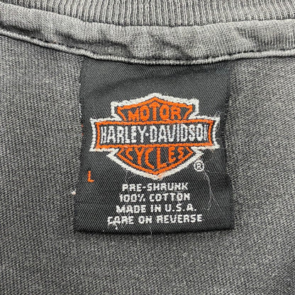 【中古品】【メンズ】 HARLEY-DAVIDSON ハーレーダビッドソン R.K.STRATMAN 両シングル USA製 PRINT SS TEE プリント ショートスリーブ ティー トップス 半袖 146-260615-cs-10-izu サイズ：L カラー：ブラック 万代Net店