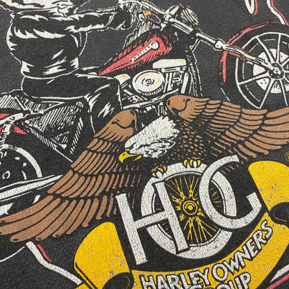 【中古品】【メンズ】 HARLEY-DAVIDSON ハーレーダビッドソン R.K.STRATMAN 両シングル USA製 PRINT SS TEE プリント ショートスリーブ ティー トップス 半袖 146-260615-cs-10-izu サイズ：L カラー：ブラック 万代Net店