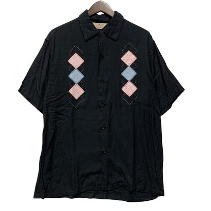 【中古品】【メンズ】 STYLE EYES SUGAR CANE スタイルアイズ シュガーケーン SE32854 DIAMOND STITCH OPENCOLLAR SHIRT ダイヤモンド ステッチ オープンカラー シャツ 145-260627-kh-04-izu サイズ：L カラー：ブラック 万代Net店