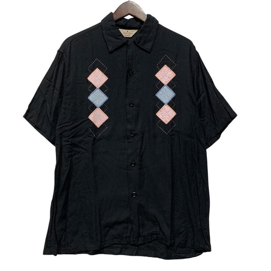 【中古品】【メンズ】 STYLE EYES SUGAR CANE スタイルアイズ シュガーケーン SE32854 DIAMOND STITCH OPENCOLLAR SHIRT ダイヤモンド ステッチ オープンカラー シャツ 145-260627-kh-04-izu サイズ：L カラー：ブラック 万代Net店