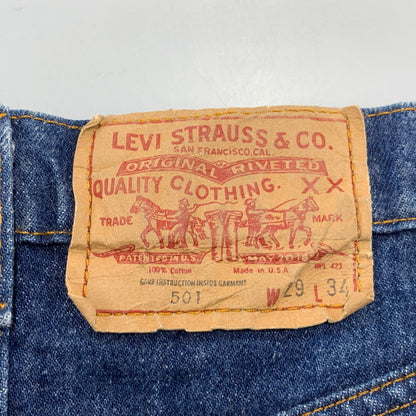 【中古品】【メンズ】 LEVI’S リーバイス 刻印532 SMALL-E 不均等V ケアタグ 黒カン 脇割 通常R 平行ステッチ 501 DENIM PANTS スモールE デニム パンツ ボトムス 157-260616-kh-10-izu サイズ：29×34 カラー：インディゴ 万代Net店