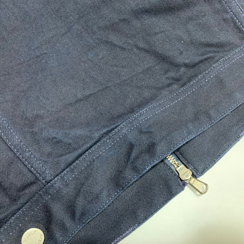【中古品】【メンズ】 NUDIE JEANS ヌーディージーンズ DOUBLE ZIPUP DENIM JACKET ダブル ジップアップ デニム ジャケット アウター 141-260627-cs-12-izu サイズ：L カラー：ネイビー 万代Net店