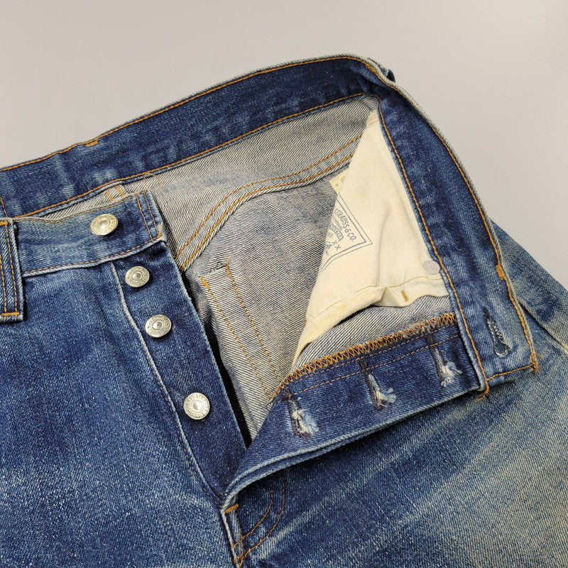 【中古品】【メンズ】 Levi's リーバイス DAMAGE DENIM PANTS ダメージデニムパンツ 刻印555 USA製 ジーンズ 157-260617-as-06-izu サイズ：29×36 カラー：インディゴ 万代Net店