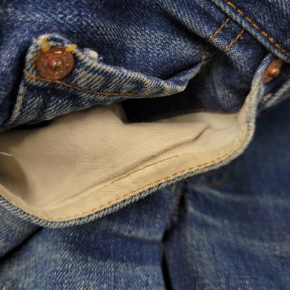 【中古品】【メンズ】 Levi's リーバイス DAMAGE DENIM PANTS ダメージデニムパンツ 刻印555 USA製 ジーンズ 157-260617-as-06-izu サイズ：29×36 カラー：インディゴ 万代Net店