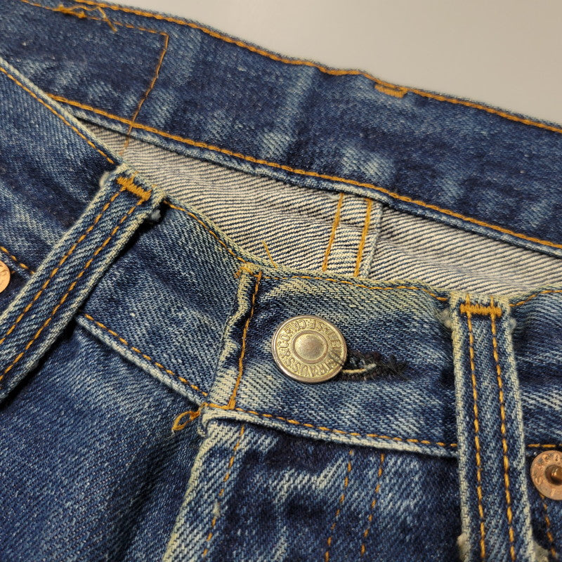 【中古品】【メンズ】 Levi's リーバイス DAMAGE DENIM PANTS ダメージデニムパンツ 刻印555 USA製 ジーンズ 157-260617-as-06-izu サイズ：29×36 カラー：インディゴ 万代Net店