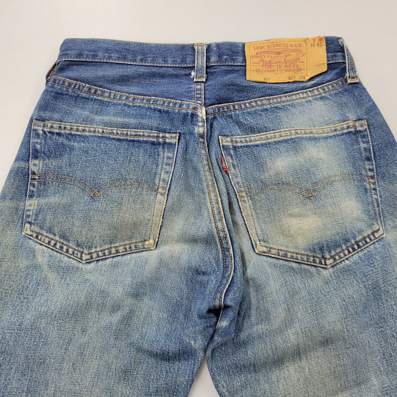 【中古品】【メンズ】 Levi's リーバイス DAMAGE DENIM PANTS ダメージデニムパンツ 刻印555 USA製 ジーンズ 157-260617-as-06-izu サイズ：29×36 カラー：インディゴ 万代Net店