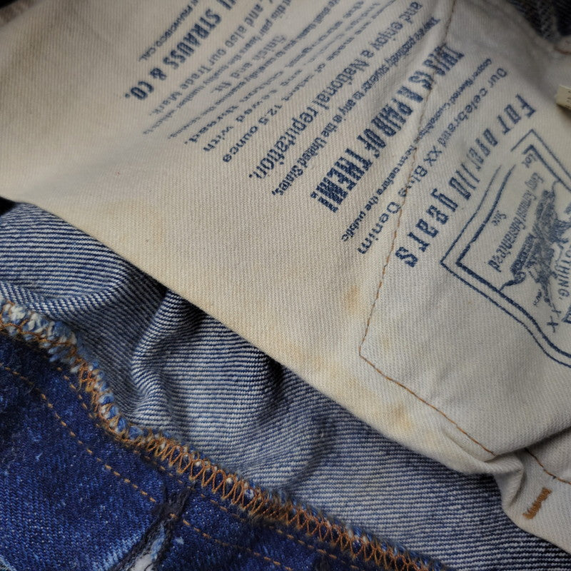 【中古品】【メンズ】 Levi's リーバイス DAMAGE DENIM PANTS ダメージデニムパンツ 刻印555 USA製 ジーンズ 157-260617-as-06-izu サイズ：29×36 カラー：インディゴ 万代Net店