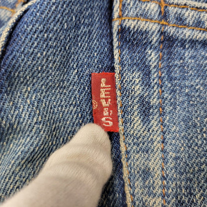【中古品】【メンズ】 Levi's リーバイス DAMAGE DENIM PANTS ダメージデニムパンツ 刻印555 USA製 ジーンズ 157-260617-as-06-izu サイズ：29×36 カラー：インディゴ 万代Net店