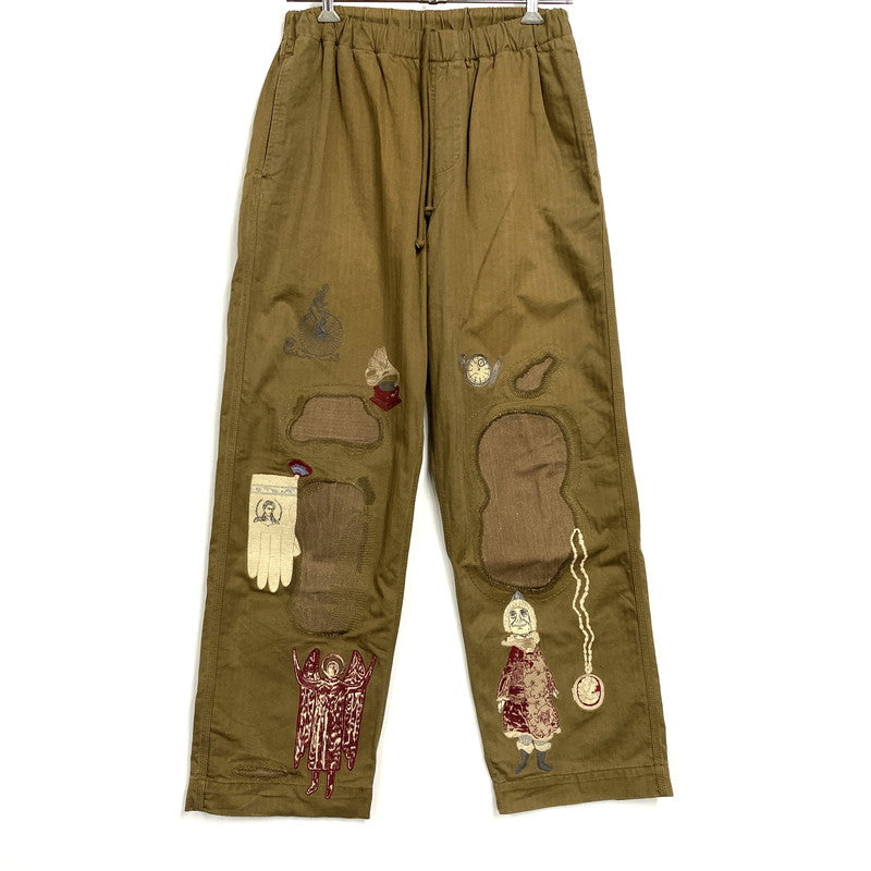 【中古品】【メンズ】 SAMUEL ZELIG サミュエルゼリグ アップリケ ワイドパンツ ボトムス 152-260617-kh-08-izu サイズ：L カラー：カーキ 万代Net店