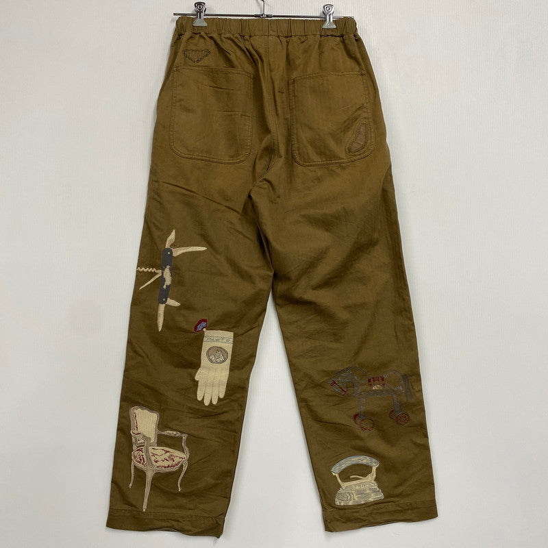 【中古品】【メンズ】 SAMUEL ZELIG サミュエルゼリグ アップリケ ワイドパンツ ボトムス 152-260617-kh-08-izu サイズ：L カラー：カーキ 万代Net店