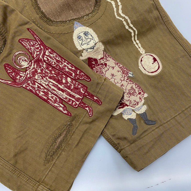【中古品】【メンズ】 SAMUEL ZELIG サミュエルゼリグ アップリケ ワイドパンツ ボトムス 152-260617-kh-08-izu サイズ：L カラー：カーキ 万代Net店