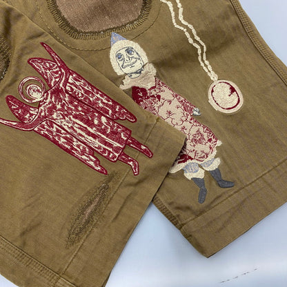 【中古品】【メンズ】 SAMUEL ZELIG サミュエルゼリグ アップリケ ワイドパンツ ボトムス 152-260617-kh-08-izu サイズ：L カラー：カーキ 万代Net店