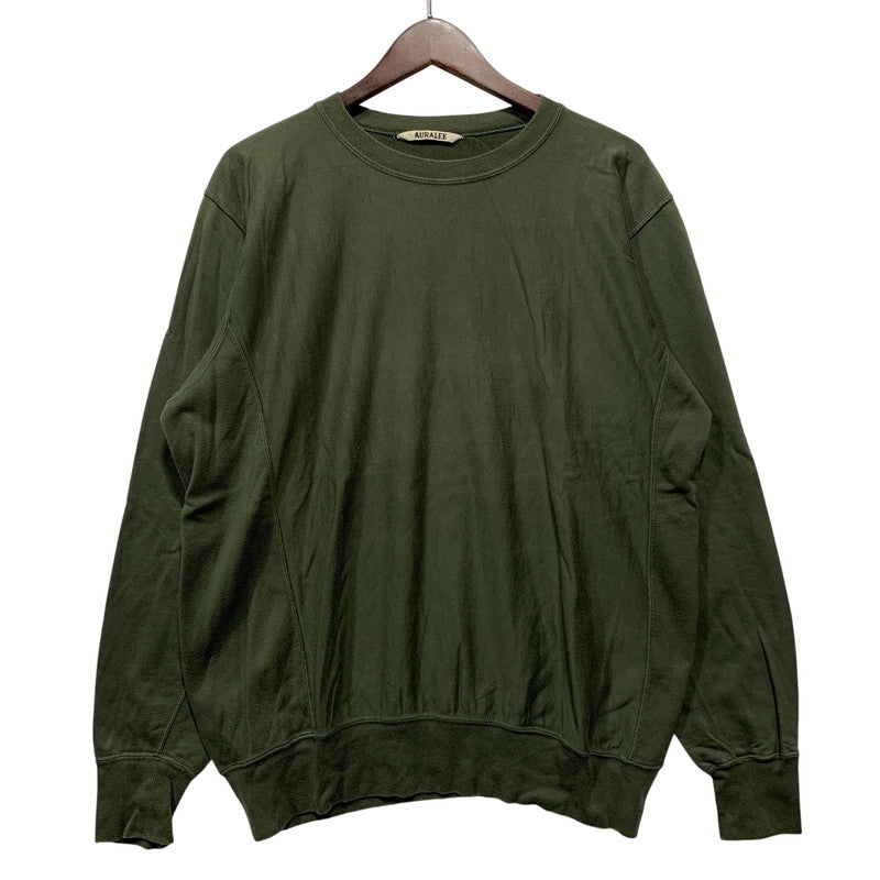 【中古品】【メンズ】 AURALEE オーラリー SUPER HIGH GAUZE SWEAT BIG P/O A20SP01NU スーパー ハイ ゲージ スウェット ビッグ プルオーバー 140-260628-as-19-izu サイズ：3 カラー：グリーン系 万代Net店