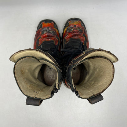 【現状渡し品】【メンズ】 NEW ROCK ニューロック SKULL FIRE PATTERN LEATHER BOOTS スカル ファイヤー パターン レザー ブーツ 靴 164-260616-as-02-izu サイズ：40 カラー：ブラック×レッド 万代Net店